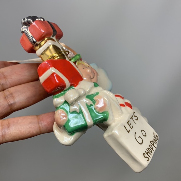 Let’s go shopping ANGEL with gifts Christmas tree ornament decoration used - Picture 17 of 17